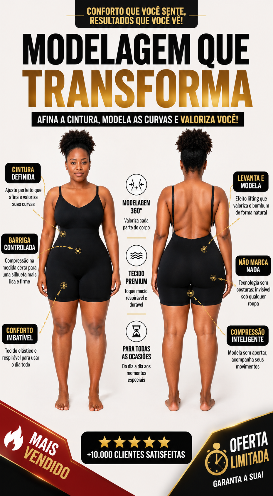 Body Redesign Pro™ — Shapewear Modelador Antes & Depois, Cintura Marcada e Barriga Lisa em Segundos, Corpo Completo Efeito Cirúrgico Sem Cirurgia, Cintura Alta Redesenha Seu Corpo em Segundos
