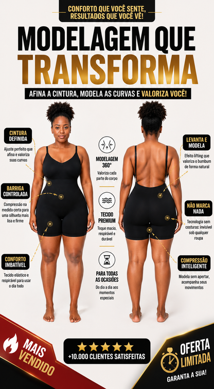 Body Redesign Pro™ — Shapewear Modelador Antes & Depois, Cintura Marcada e Barriga Lisa em Segundos, Corpo Completo Efeito Cirúrgico Sem Cirurgia, Cintura Alta Redesenha Seu Corpo em Segundos